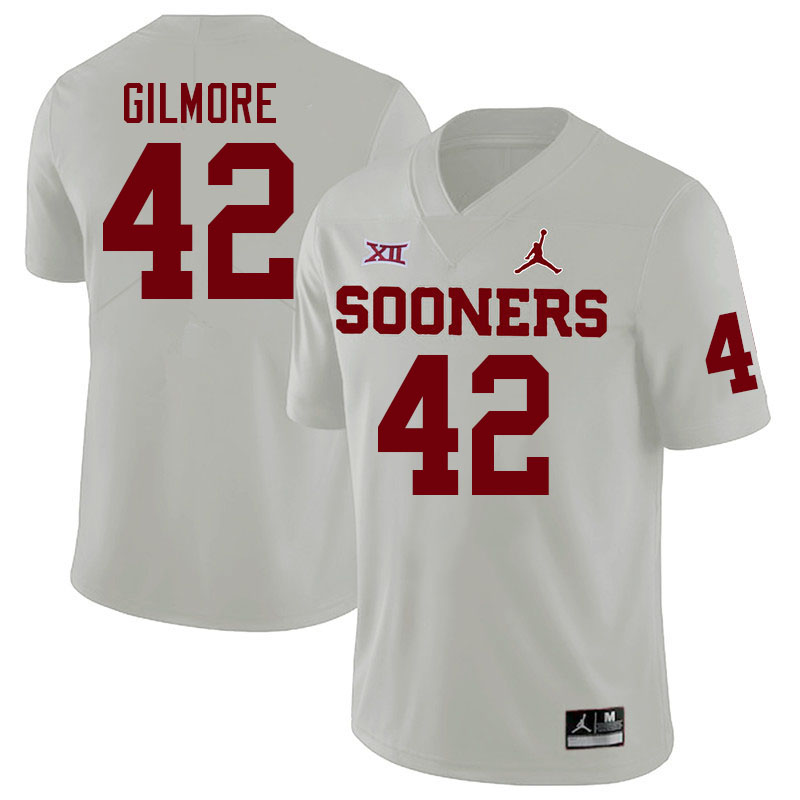 Men #42 Wyatt Gilmore Oklahoma Sooners College Football Jerseys Stitched-White